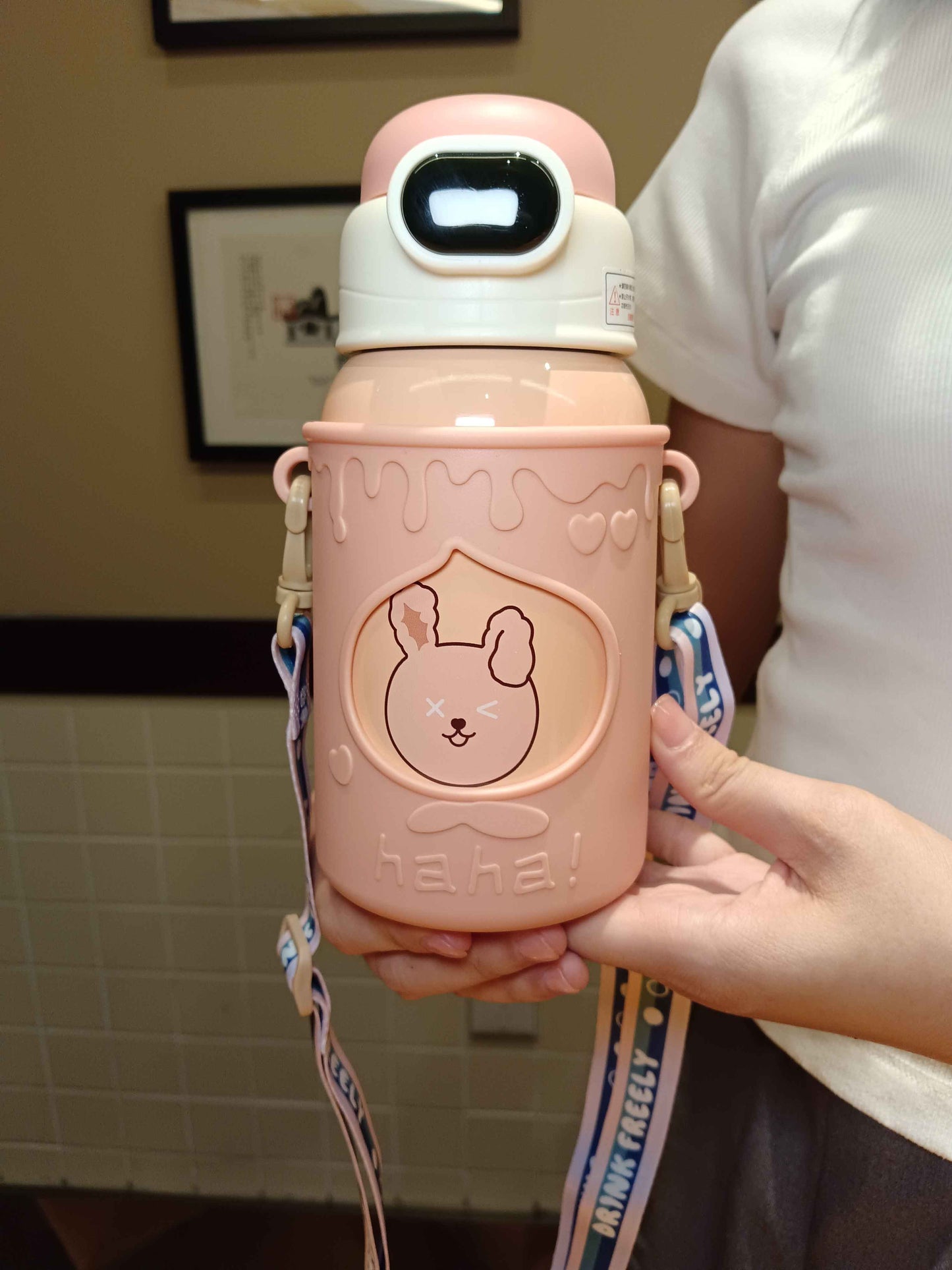 Cute Bunny Pattern Children's Thermos Bottle